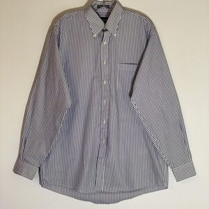 GANT Shirt Mens 16 34/35 Blue White Stripe Button Down Wrinkle Less Oxford Dress